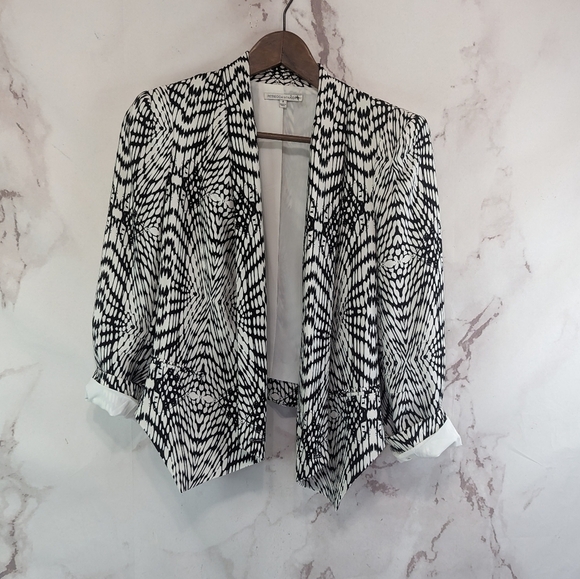 Rebecca Minkoff Blazer Women 4 Small Black White Becky Silk Jacket Office - Picture 13 of 13